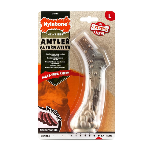 Nylabone Extreme Tough Dog Chew Toy Antler Alternative L