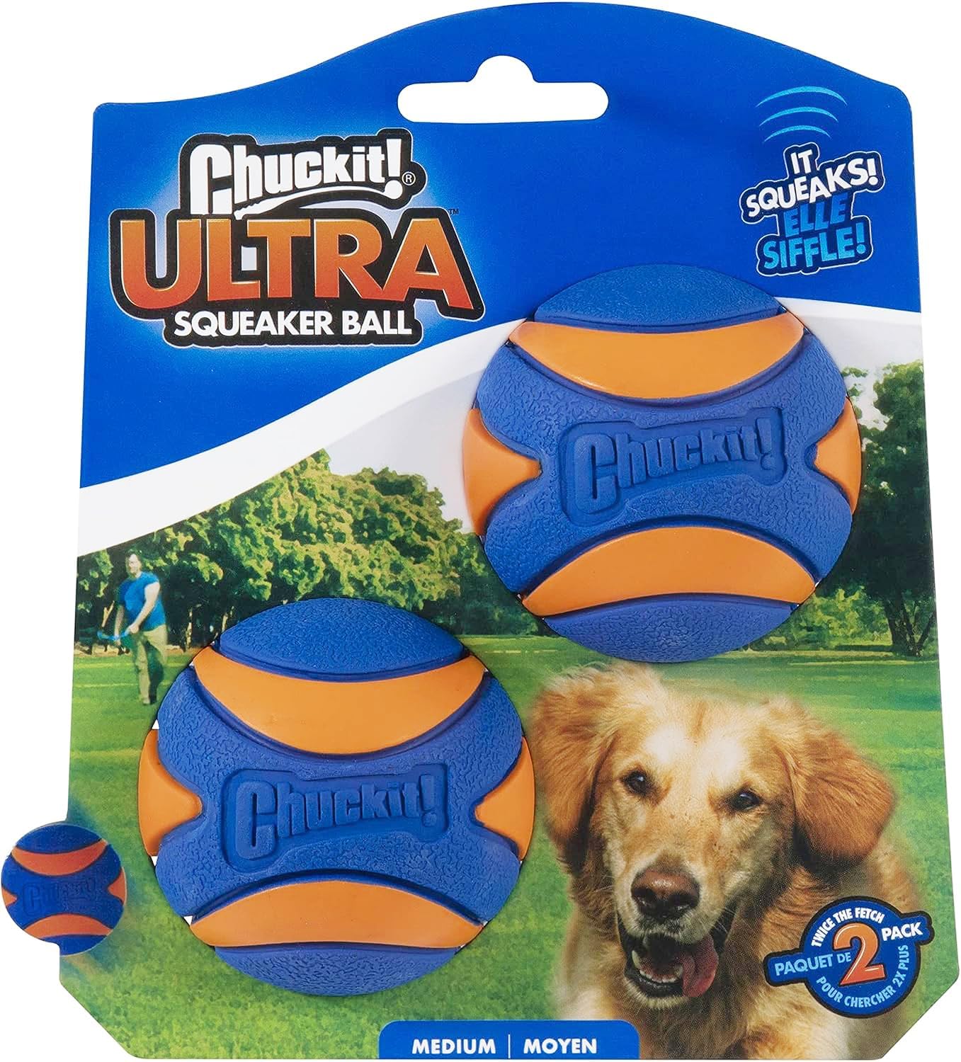 Chuckit! Ultra Squeaker Ball, M, 2 Pack