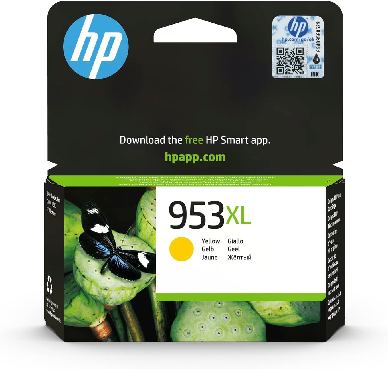 HP F6U18AE 953XL High Yield Ink Cartridge, Yellow, Pack of 1