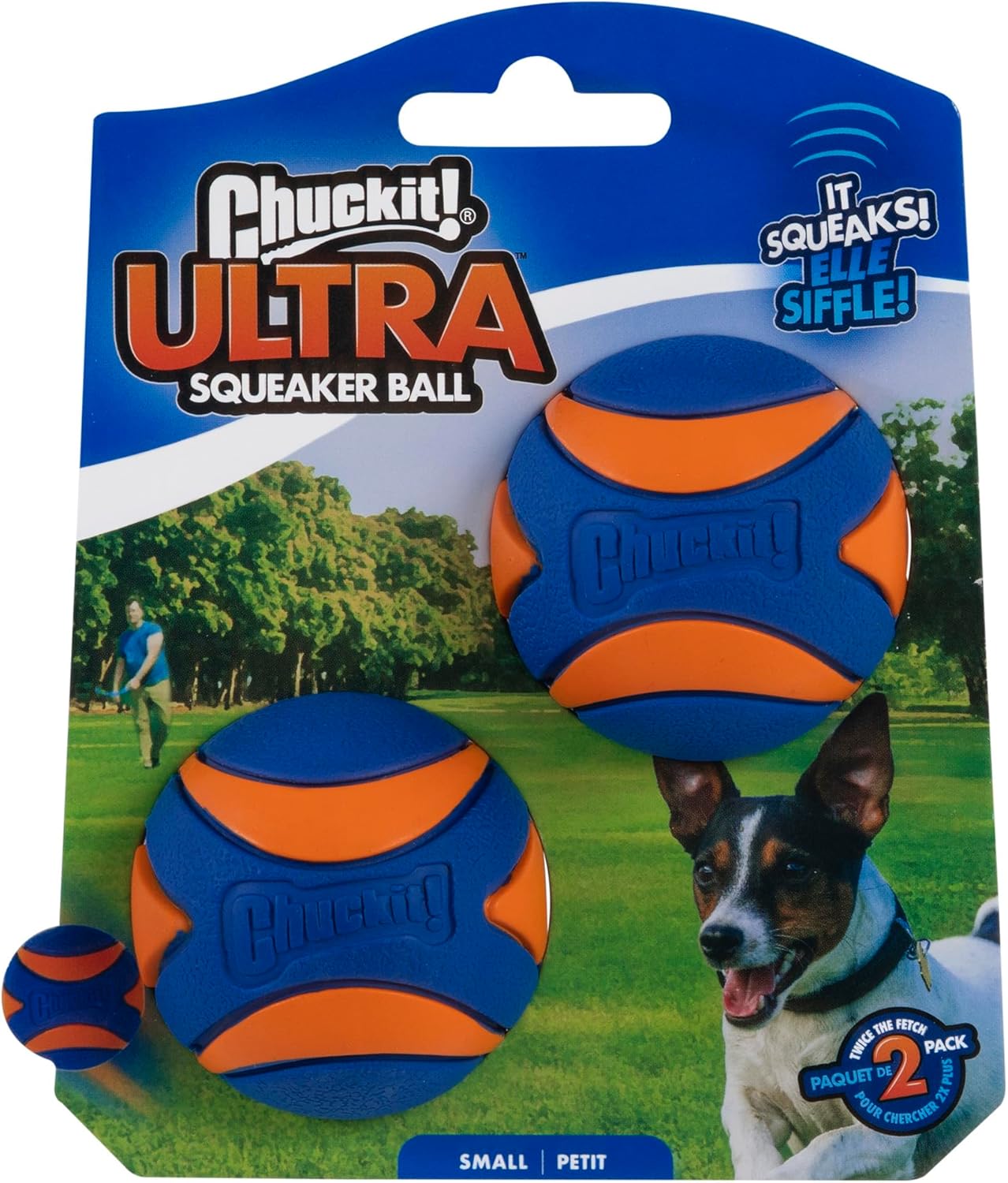 Chuckit! Ultra Squeaker Ball, S, 2 Pack