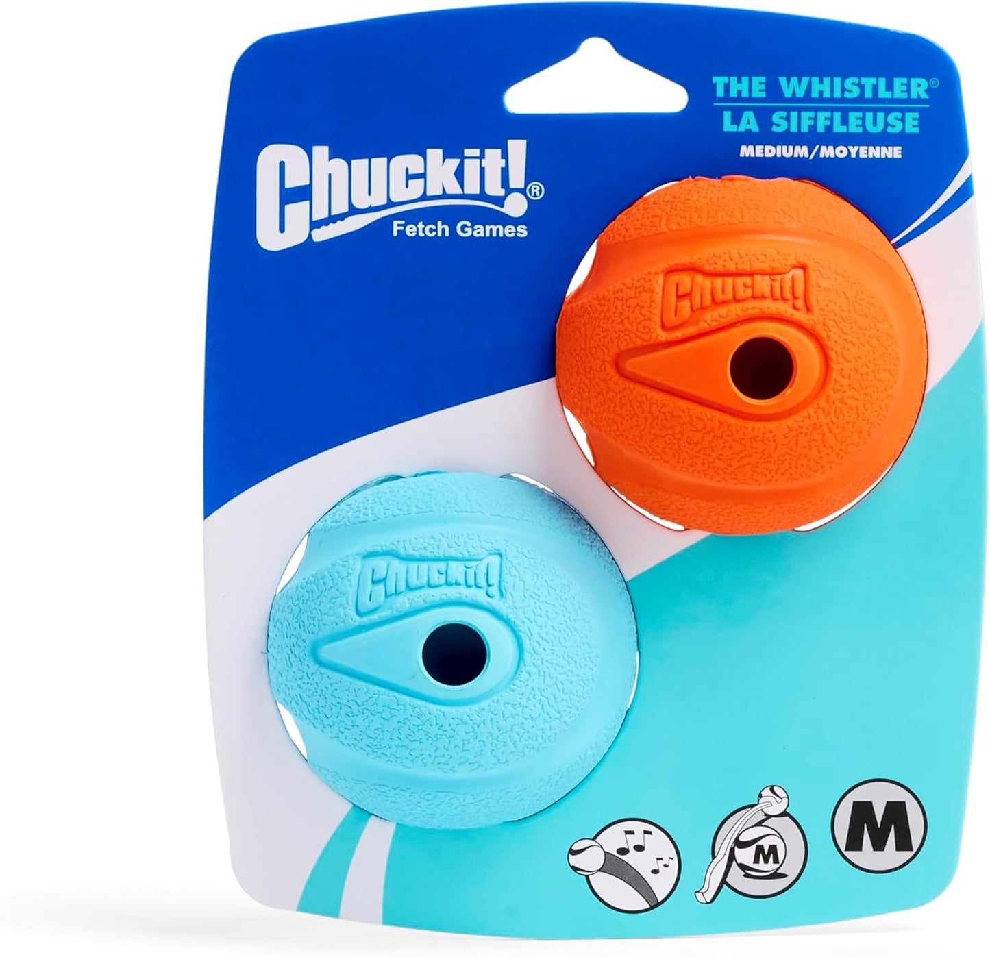 Chuckit! The Whistler Fetch Ball, M, 2 Pack