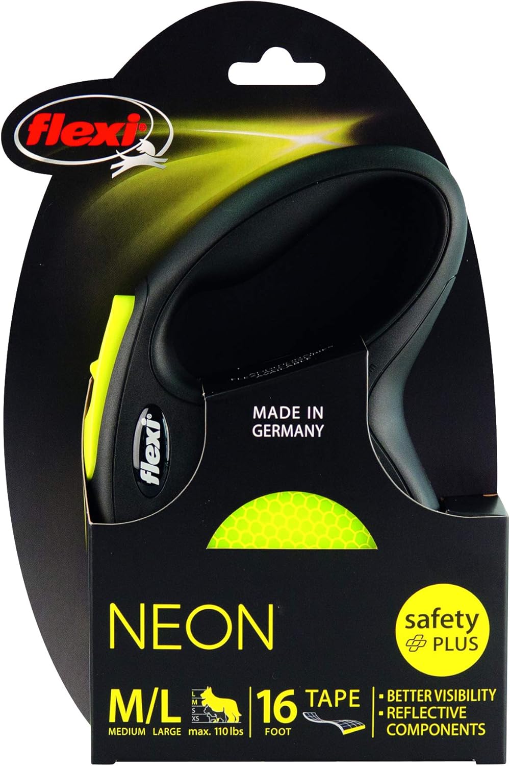 Flexi Neon Retractable Leash, L, 16ft