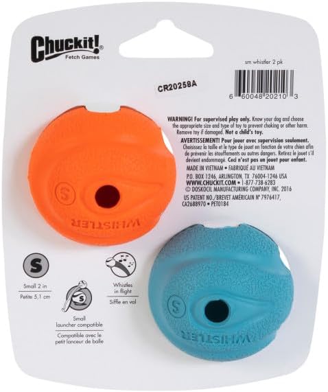 Chuckit! The Whistler Fetch Ball, S, 2 Pack