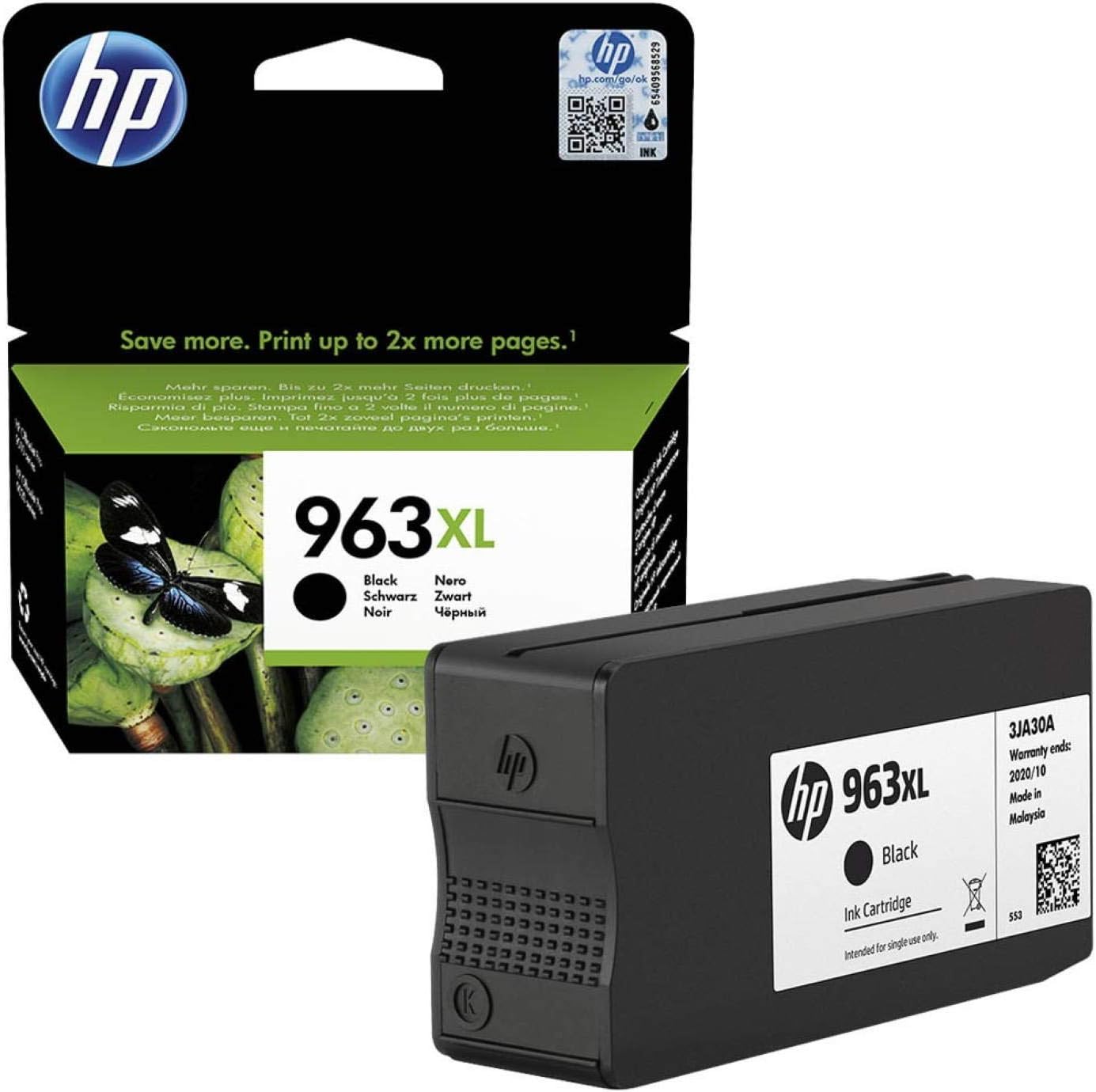 HP 3JA30AE 963XL High Yield Ink Cartridge, Black, Pack of 1