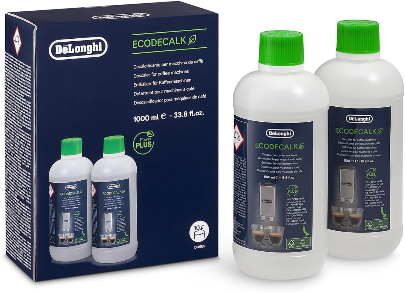 De'Longhi EcoDecalk Descaler DLSC502, 500 ml x2