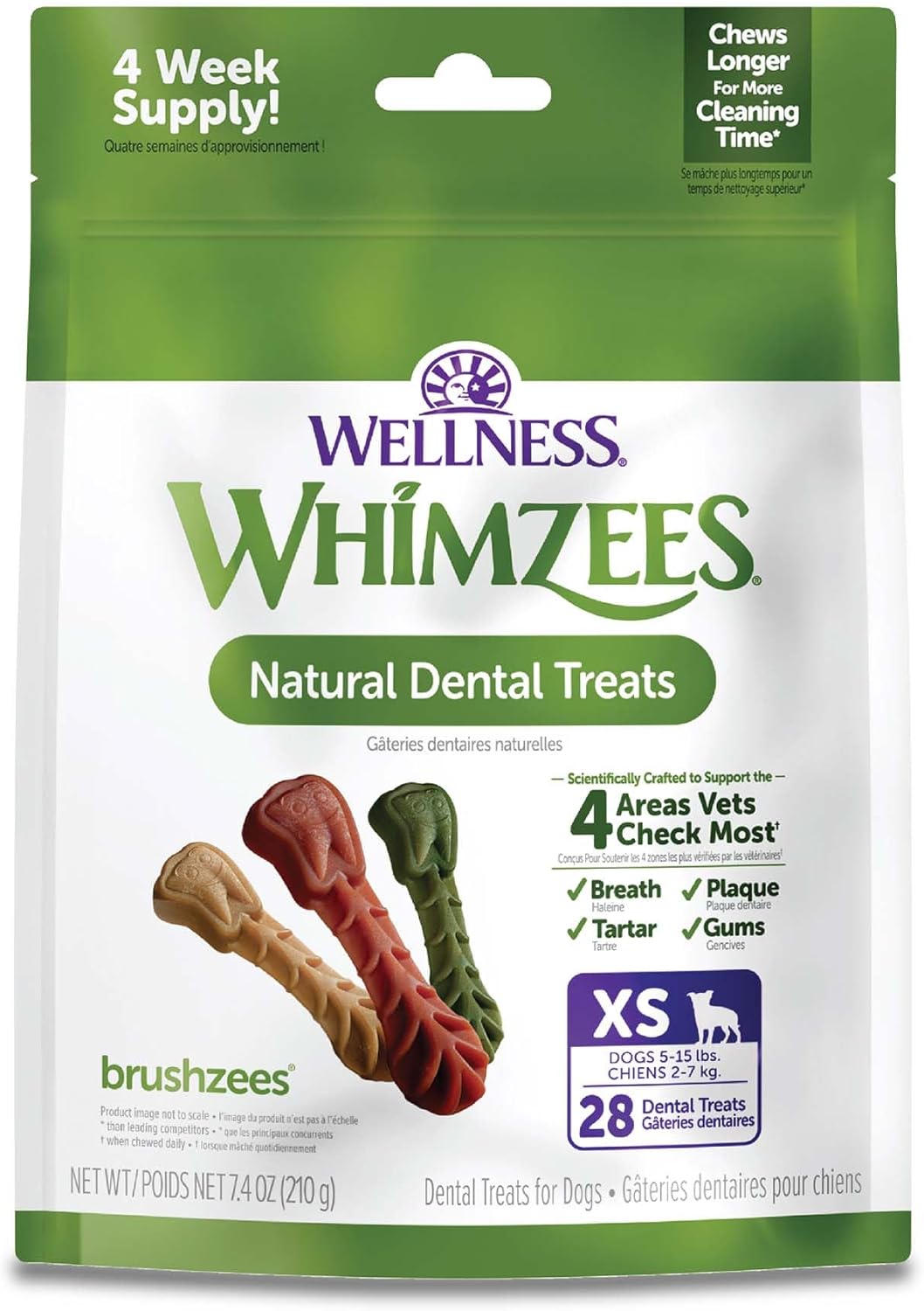 Whimzees Dental Dog Treats, 28 Brushzees, XS