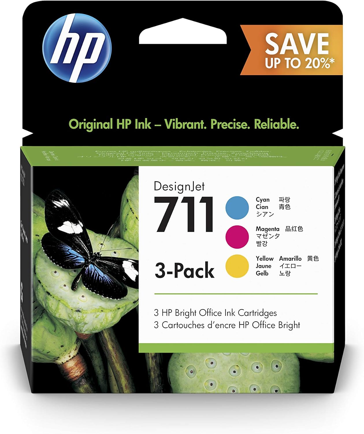 HP 711 P2V32A Cyan, Magenta & Yellow 28-ml Genuine Ink Cartridge pack of 3