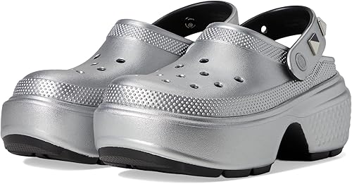 Crocs Women's Stomp Clogs, Silver, Size5