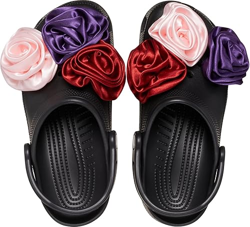 Crocs Women's Classic Embellished Black Rosette Clog, Size6