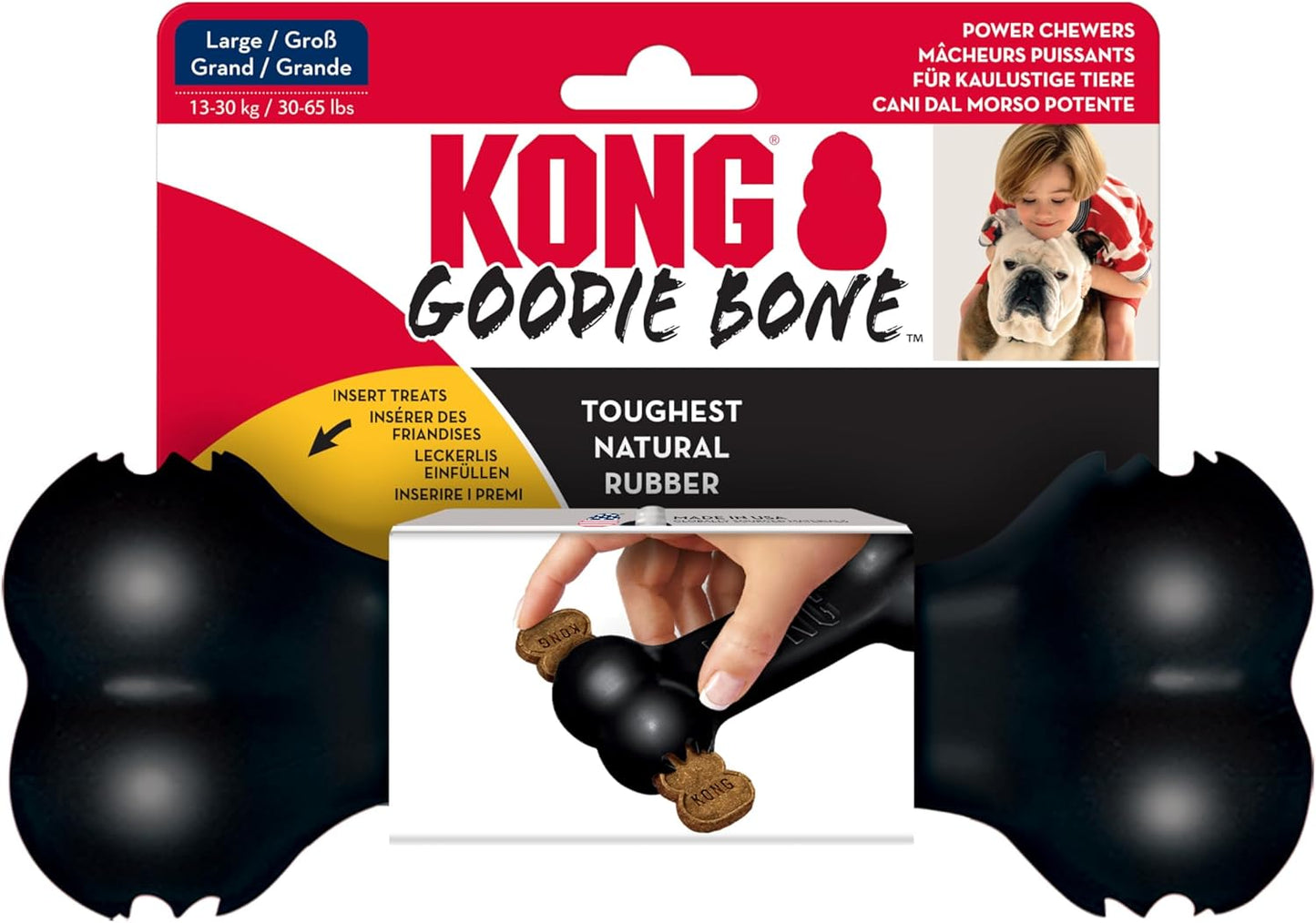 KONG Extreme Goodie Bone Chew Toy, L, Black