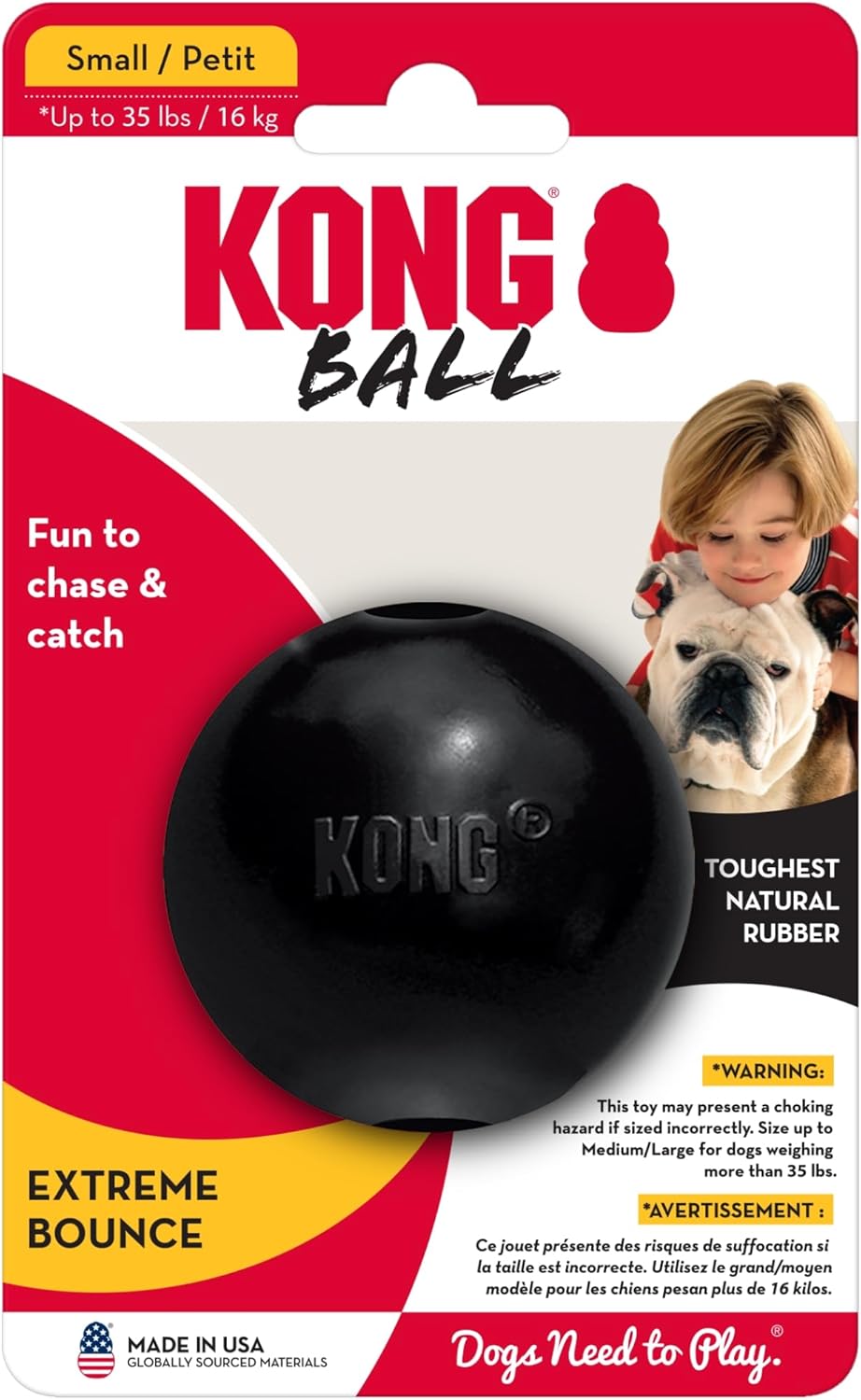 KONG Extreme Ball Fetch Toy, S, Black