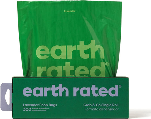 Earth Rated Single Roll Poop Bags, Lavender, 300 Bags