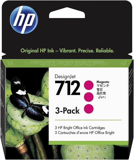 HP 712 3ED78A  Magenta 29-ml Genuine HP Ink Cartridge with HP Ink pack of 3