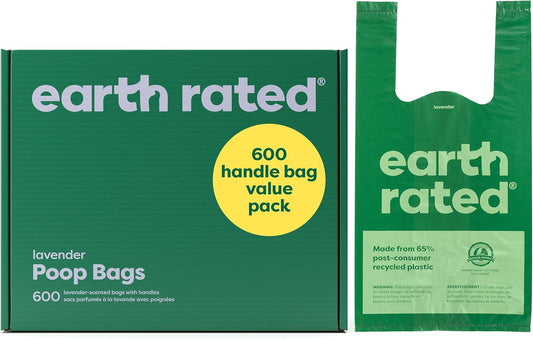 Earth Rated Poop Bags With Handles, Lavender, 600 Bags