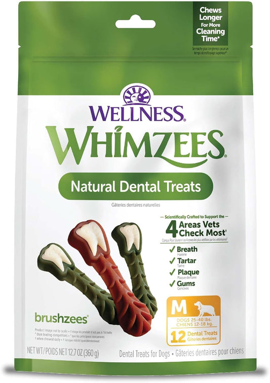 Whimzees Dental Dog Treats, 12 Brushzees, M