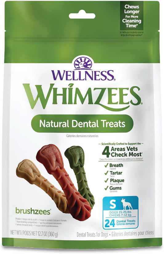 Whimzees Dental Dog Treats, 24 Brushzees, S