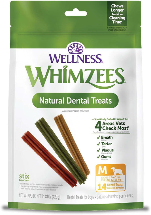Whimzees Dental Dog Treats, 14 Stix, M