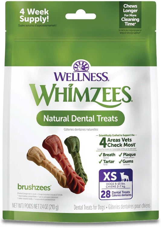 Whimzees Dental Dog Treats, 28 Brushzees, XS