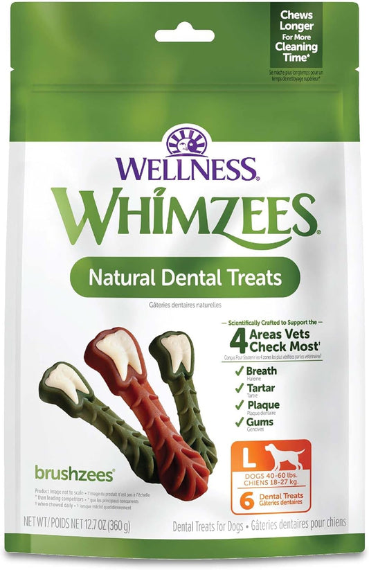 Whimzees Dental Dog Treats, 6 Brushzees, L