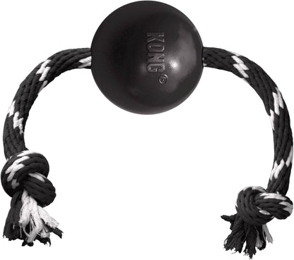 KONG Extreme Ball with Rope Fetch Toy, L, Black